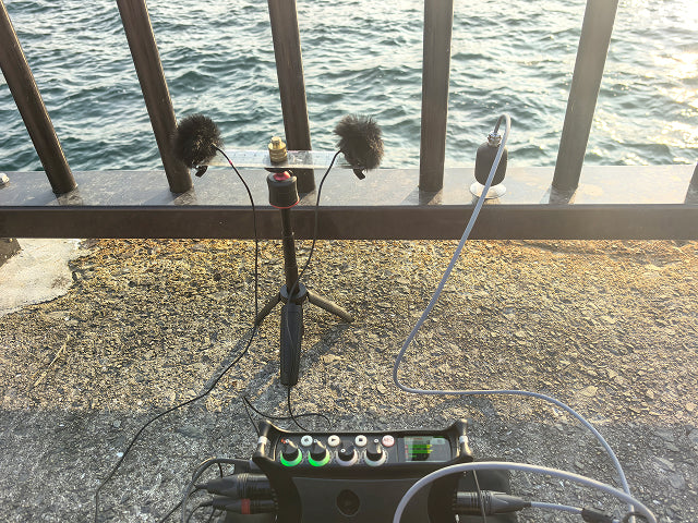 Field recording setup by the water in Kobe, Japan